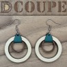 Boucles d'oreilles 2 anneaux bois et cuir (Extérieur Bouleau)