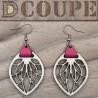 Boucles d'oreilles feuilles bois et cuir (Bouleau)