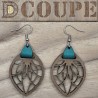 Boucles d'oreilles feuilles bois et cuir (Noyer)